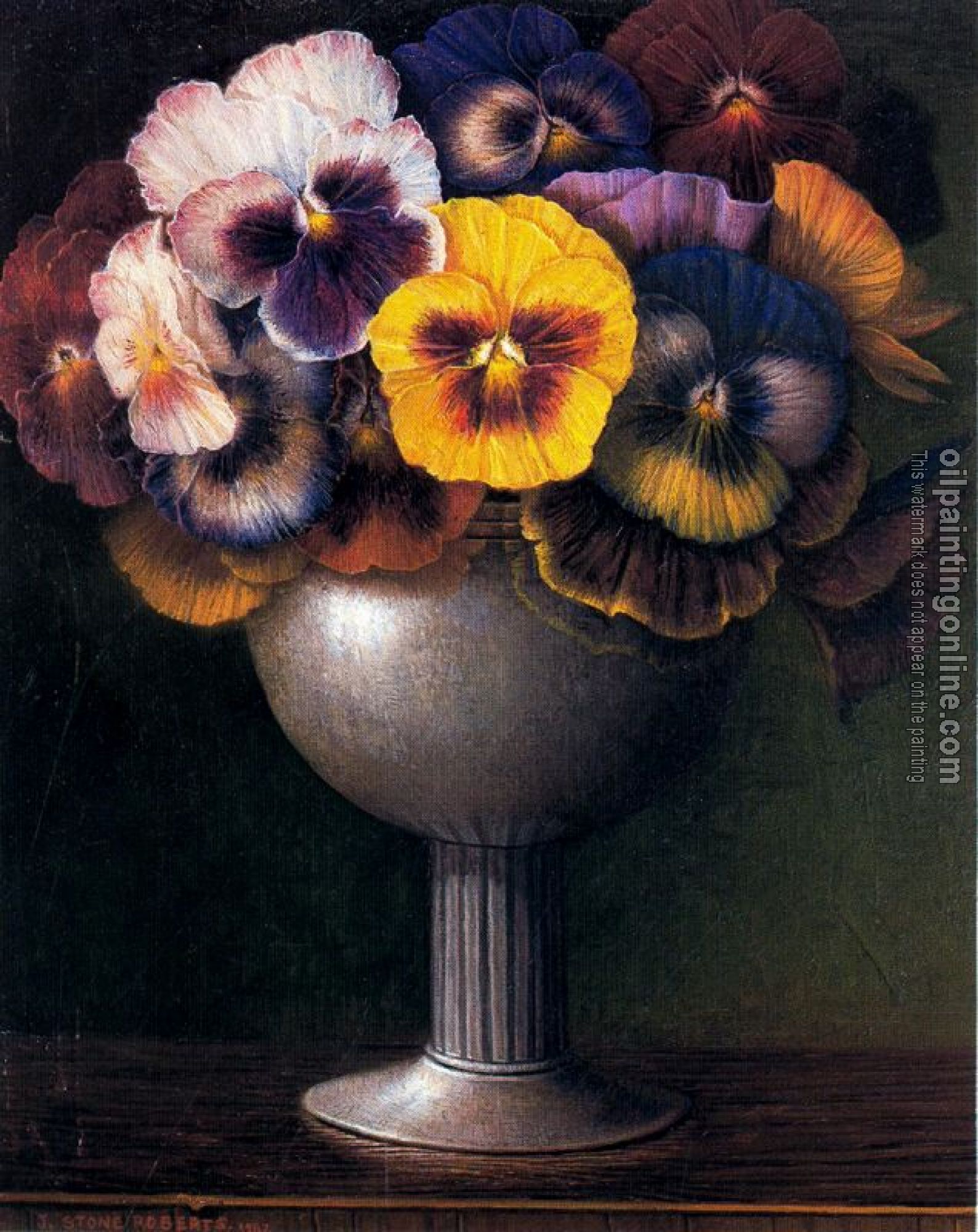 Stone Roberts - Pansies and goblet